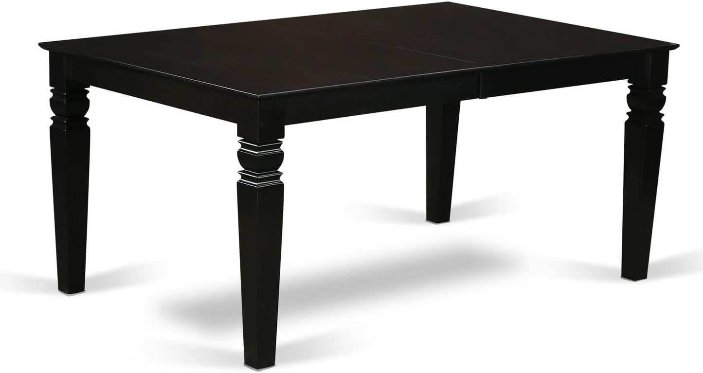 East West Furniture LGAV5-BLK-LC 5 Piece Dinette Set Includes a Rectangle Dining Room Table with Butterfly Leaf and 4 Faux Leather Upholstered Dining Chairs, 42x84 Inch, Black