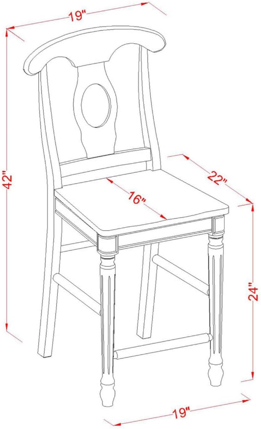 East West Furniture JAKE3-BLK-W 3 Piece Counter Height Dining Table Set Contains a Round Kitchen Table with Pedestal and 2 Dining Room Chairs, 36x36 Inch, Black & Cherry