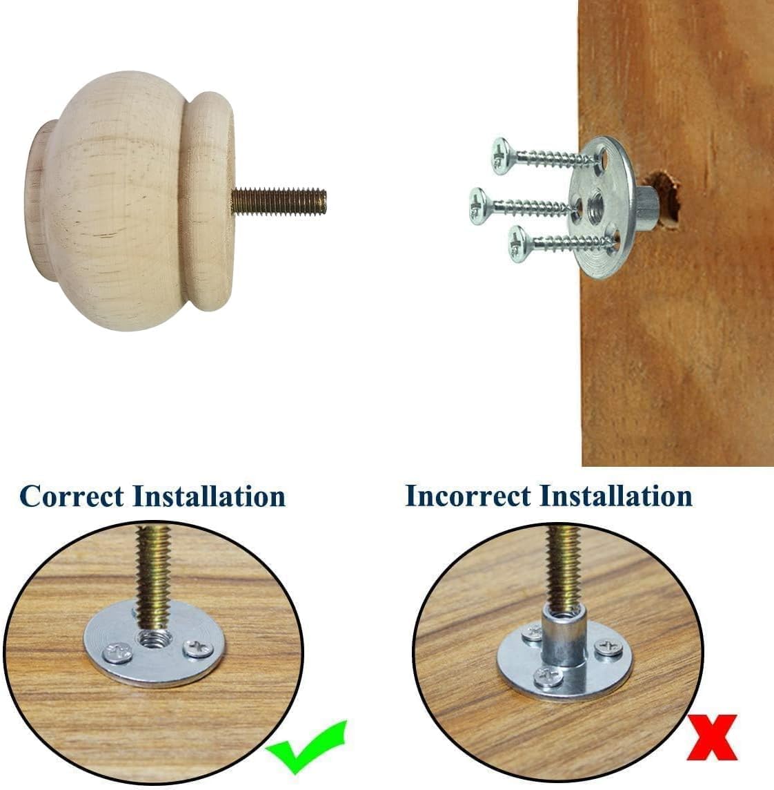 4PCS Wood Furniture Legs 2.56 inches Furniture Legs with Bolt Walnut Sofa Legs Couch Legs Replacement for Legs for Piano Bench, Chest-Turned-Coffee Table (Lantern Shape Walnut)