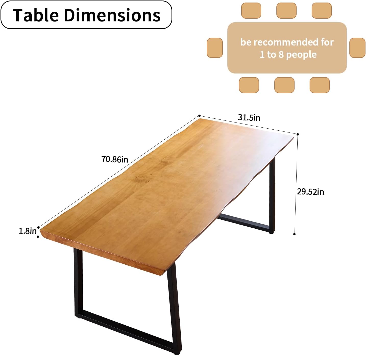 Modern Solid Wood Executive Desk – Spacious and Minimalist Home Office Workstation Perfect for Writing and Professional Use (Light Brown, 70.87in)