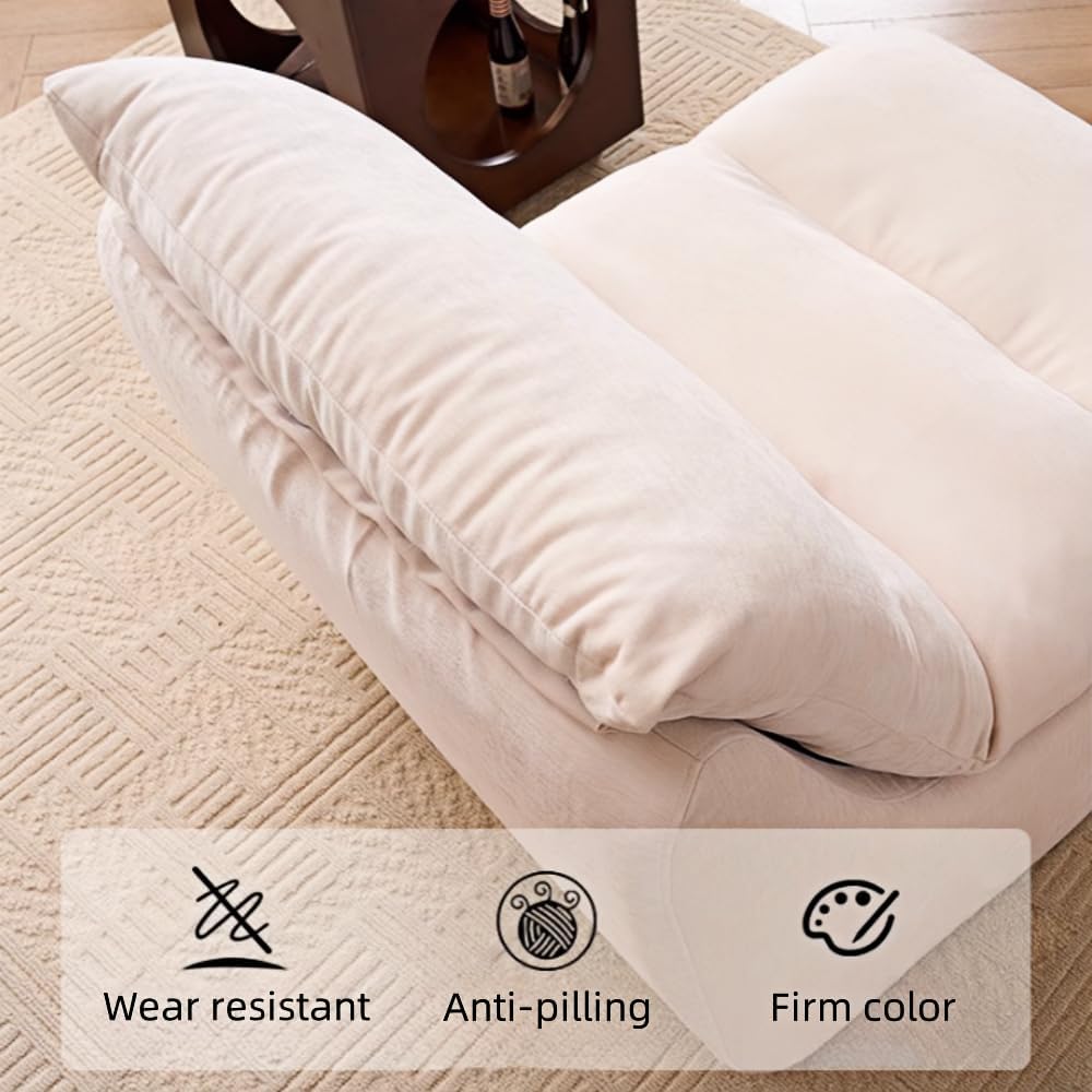 Bean Bag Chair - Memory Foam Bean Bag Chair for Adults, Comfy High-Resilience Single Sofa, Small Space Floor Chair, Chaise Lounge for Living Room, Bedroom (Beige, Cushions)