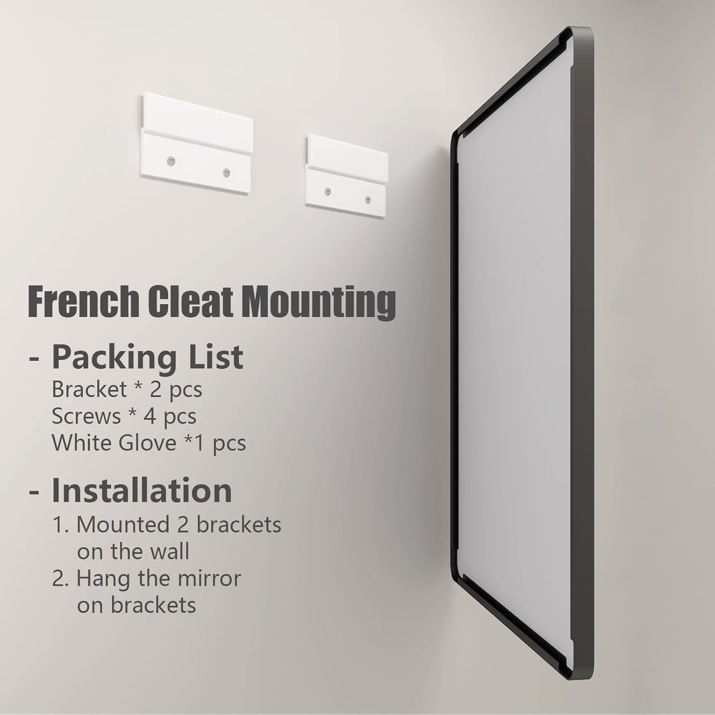 24x36 Inch Black Framed Mirror for Wall, Matte Black Bathroom Rectangle Mirror, Rounded Corner, Anti-Rust (Horizontal/Vertical)