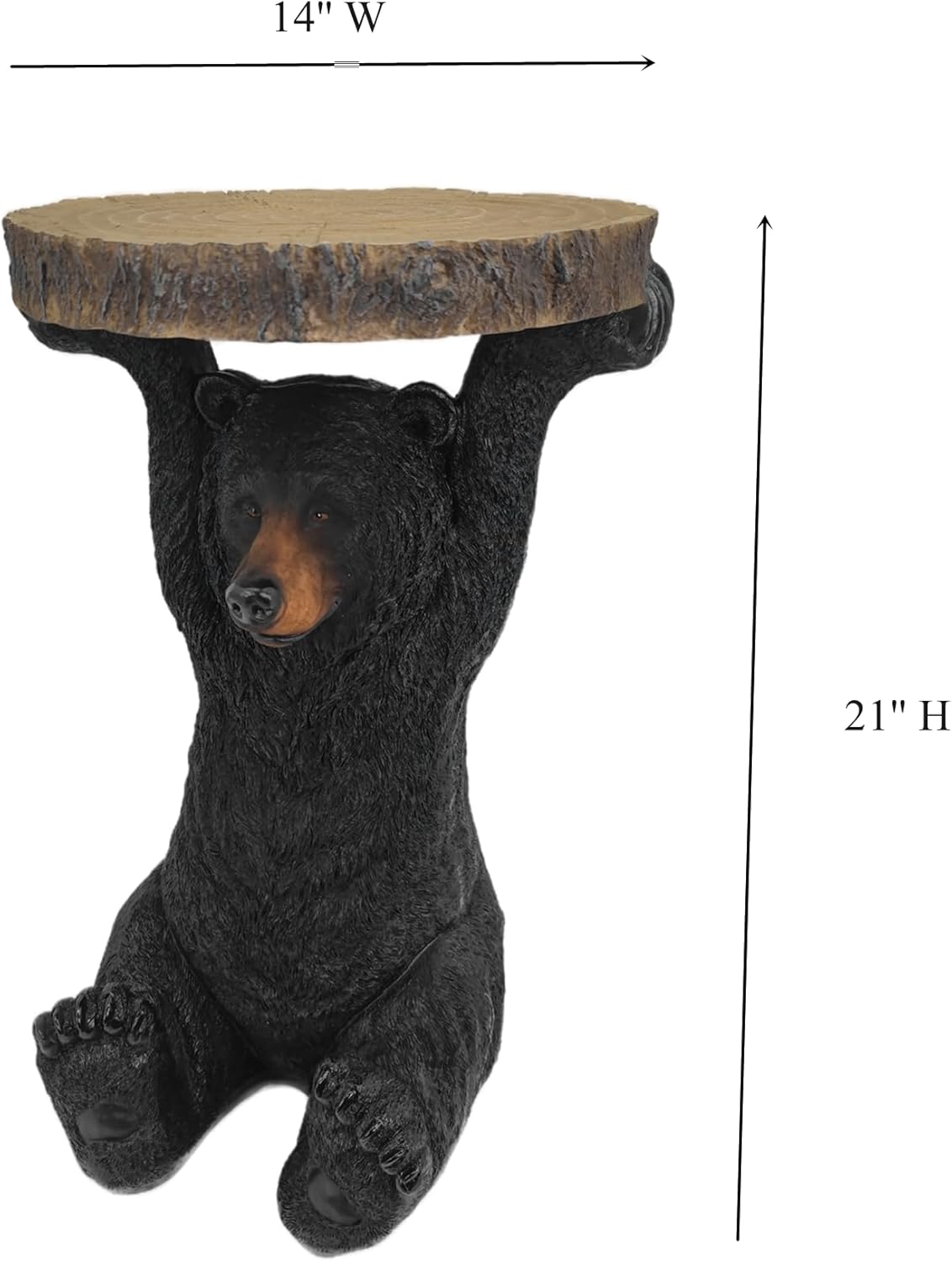 American Black Bear Side Table Pedestal End Table Stool Resin Bear Statue Hand Painted Sculpture Home Office Living Room Decor