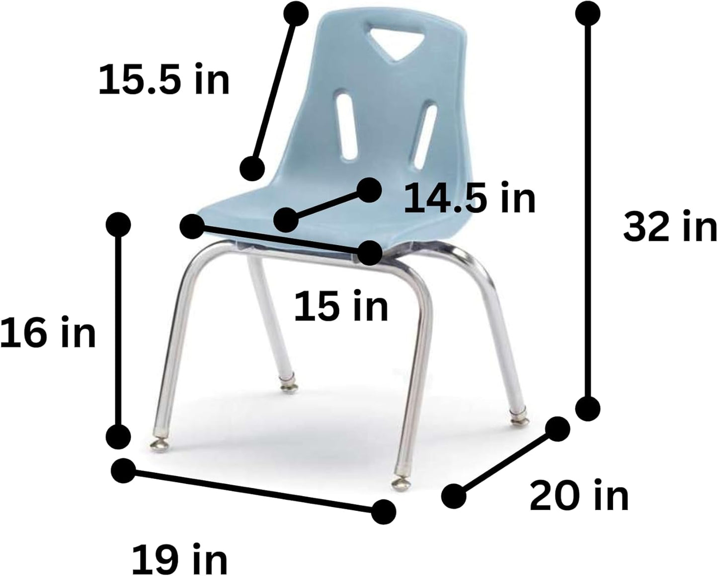 Berries Jonti-Craft 8146JC6131 Stacking Chairs with Chrome-Plated Legs, 16" Height, Coastal Blue, Pack of 6