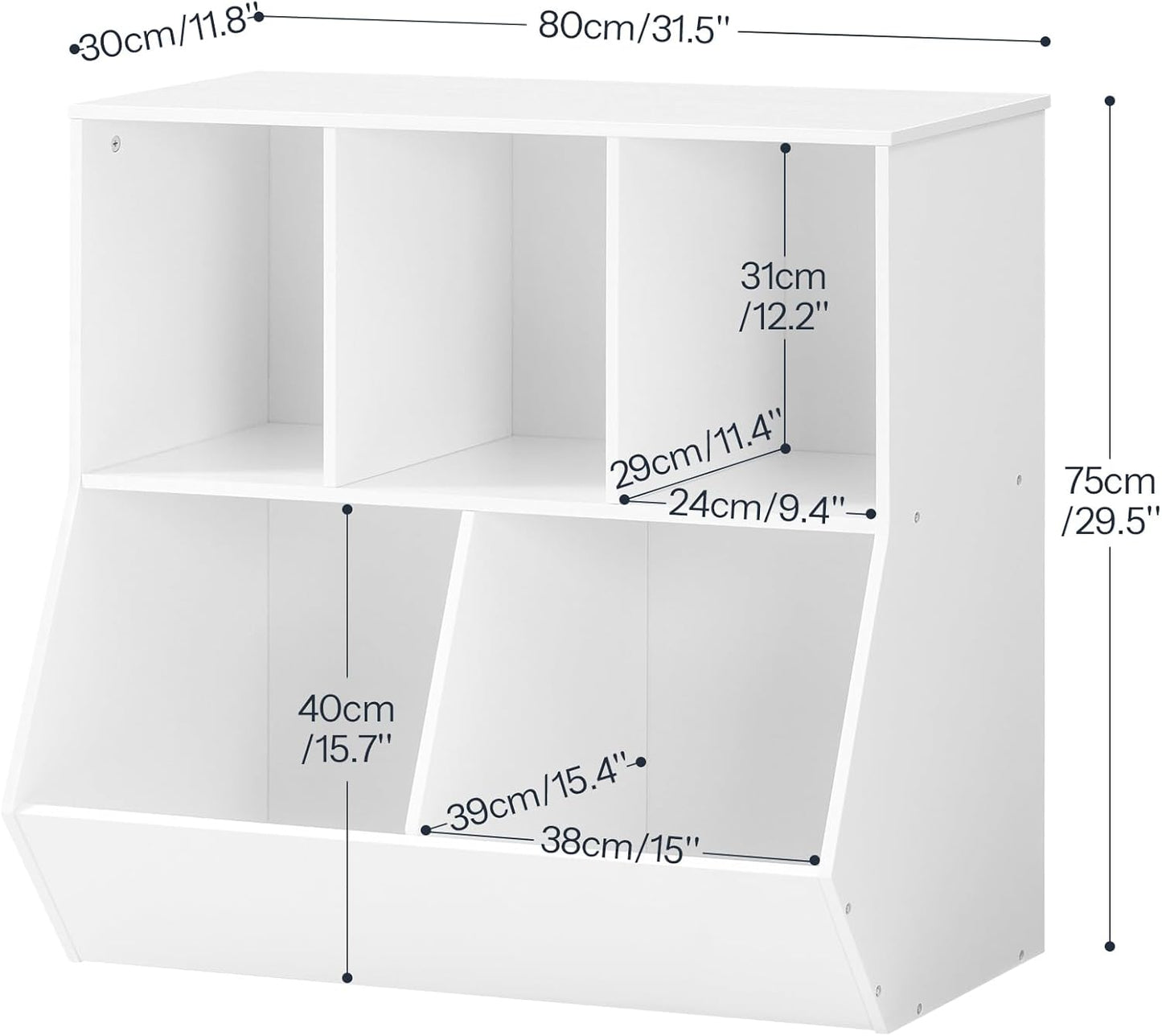 HOOBRO Kids Bookshelf, Bookcase Footboard, 31.5" L Toy Storage Cubby, Children's Toy Shelf, Toy Storage Cabinet, Fit for Children's Room, Playroom, Hallway, Kindergarten, White WT328CW01