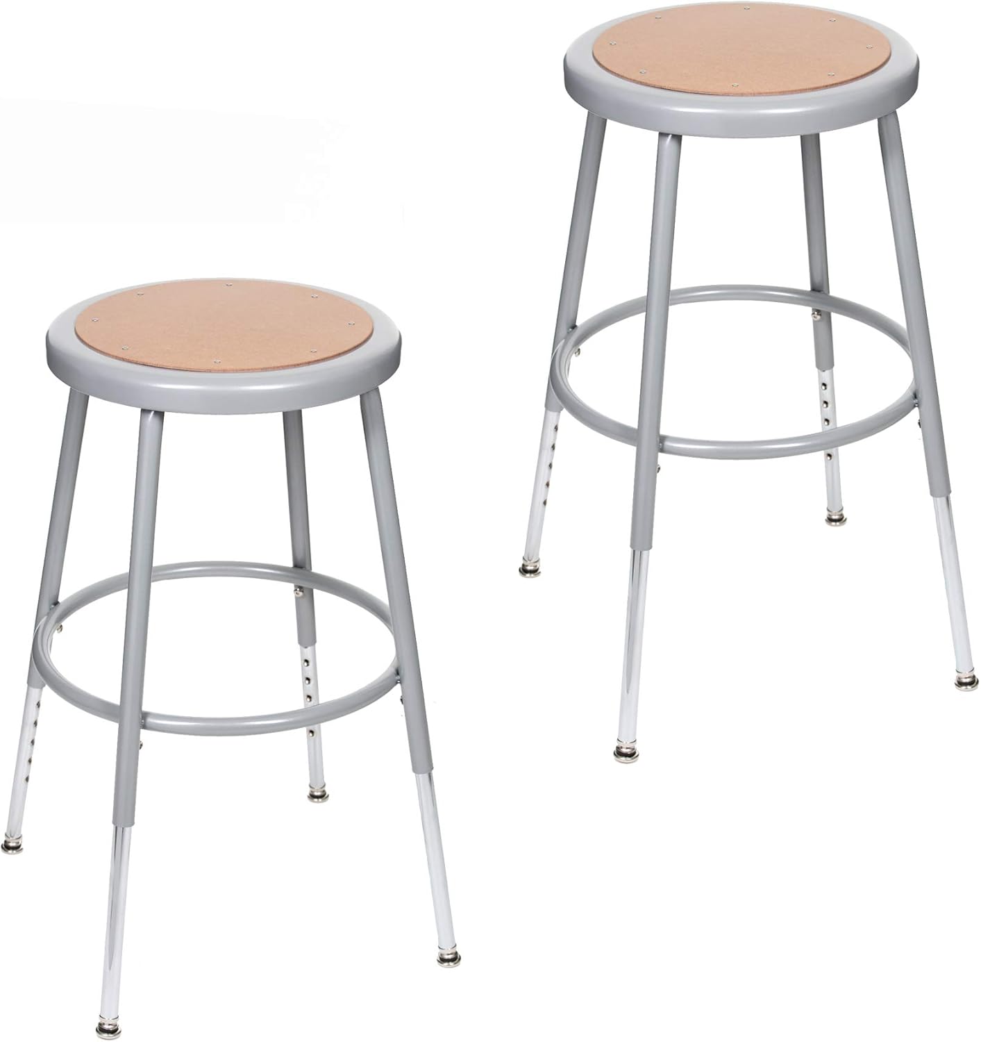 OEF Furnishings (2 Pack Height Adjustable Steel Stools, Grey, 19-27"
