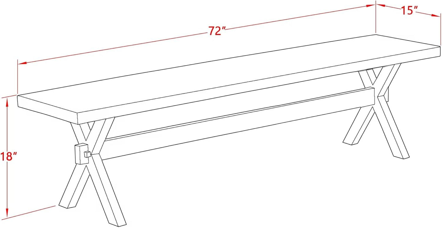 East West Furniture X097AB264-6 6 Piece Modern Dining Table Set Contains a Rectangle Wooden Table with X-Legs and 4 White Faux Leather Parson Chairs with a Bench, 40x72 Inch, Multi-Color