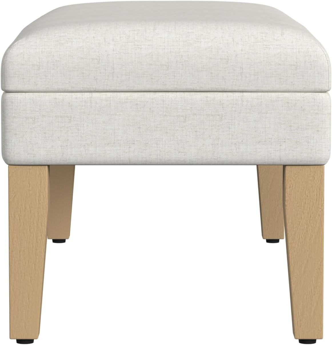 HomePop Home Decor | Upholstered Decorative Storage Ottoman Bench | Ottoman Bench with Storage for Living Room & Bedroom | Decorative Home Furniture, Cream Textured Woven