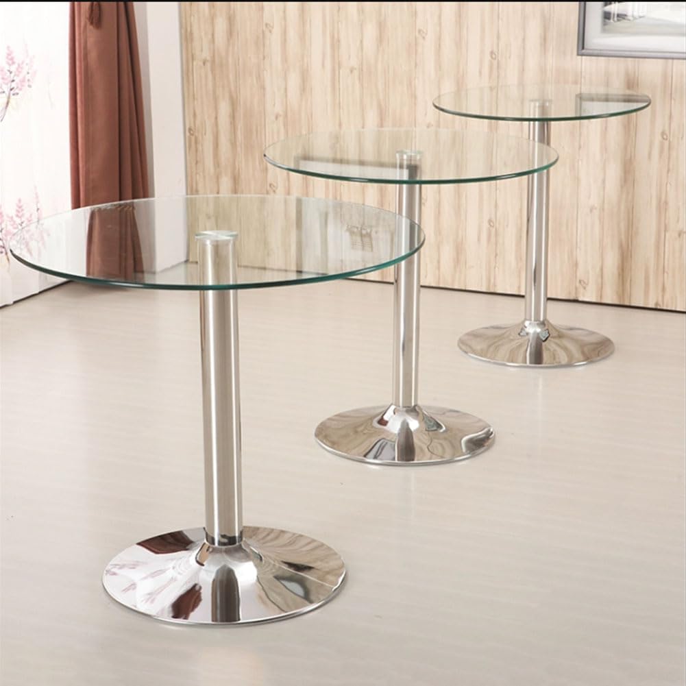 31.2" Round Glass Dining Table, Modern Circular, Sturdy Base and Perfect for 2-4 Seat, Bistro Style for Dining Room, Living Room, Balcony, Cafe