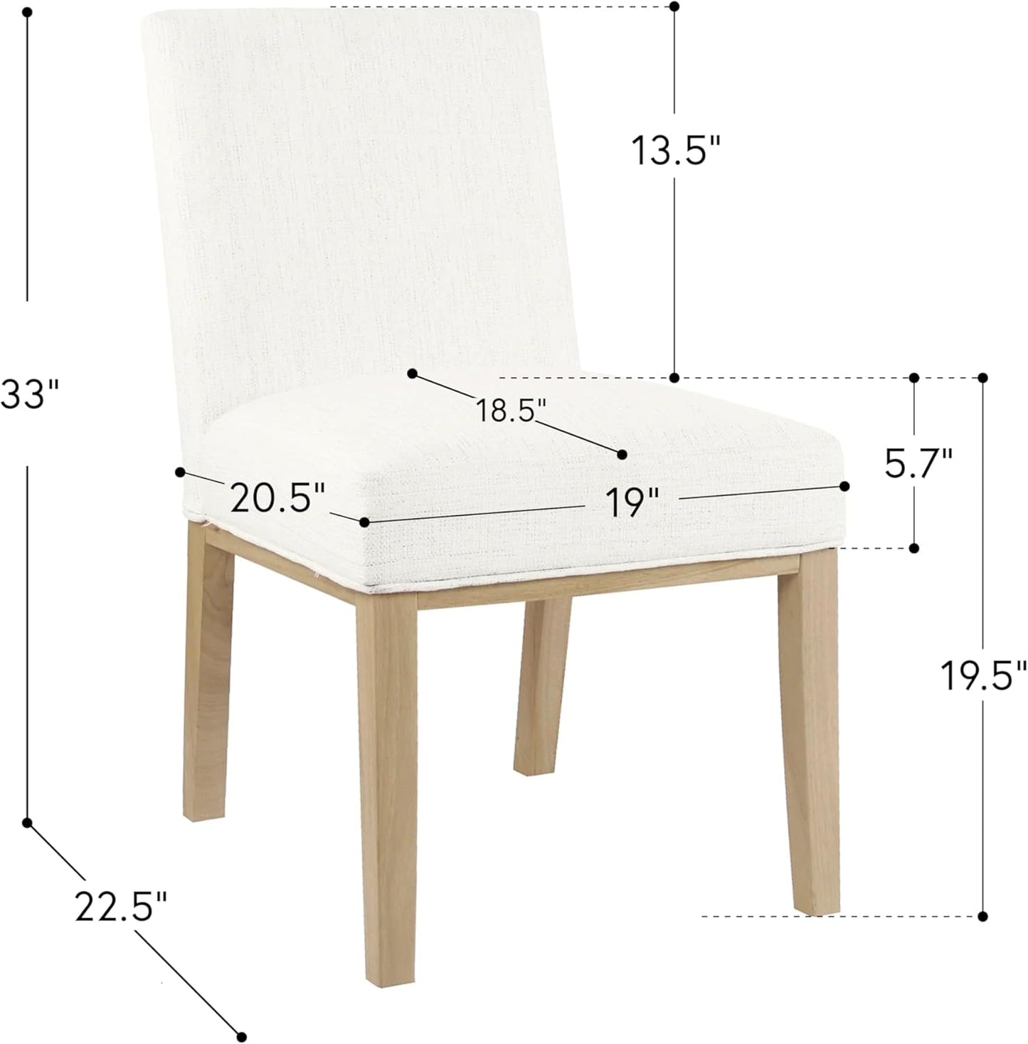 HomePop Kolbe Upholstered Dining Chair - Stain-Resistant Woven Fabric, 19.5" Seat Height, Ideal for 29-31 Inch Tables (Single Pack)