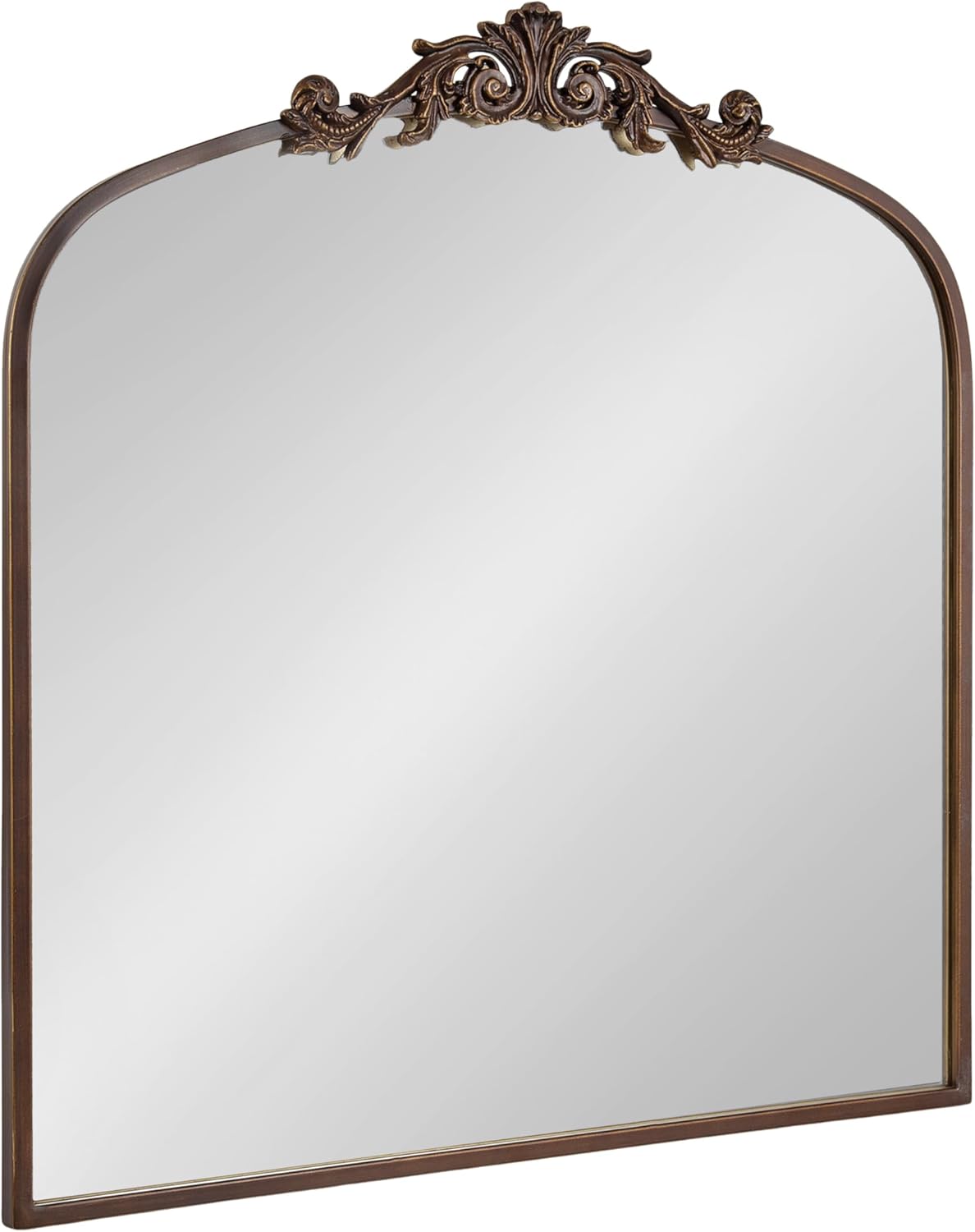 Kate and Laurel Arendahl Ornate Traditional Square Arched Mirror; 28 x 30; Bronze; Decorative Baroque Style Vintage Arch Mirror with Wide Frame and Ornamental Crown