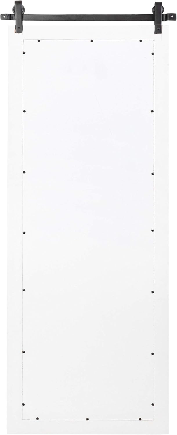 Kate and Laurel Cates Farmhouse Wood Framed Full Length Panel Mirror, 18 x 50, White, Barn Door-Inspired Rustic Mirrors for Wall