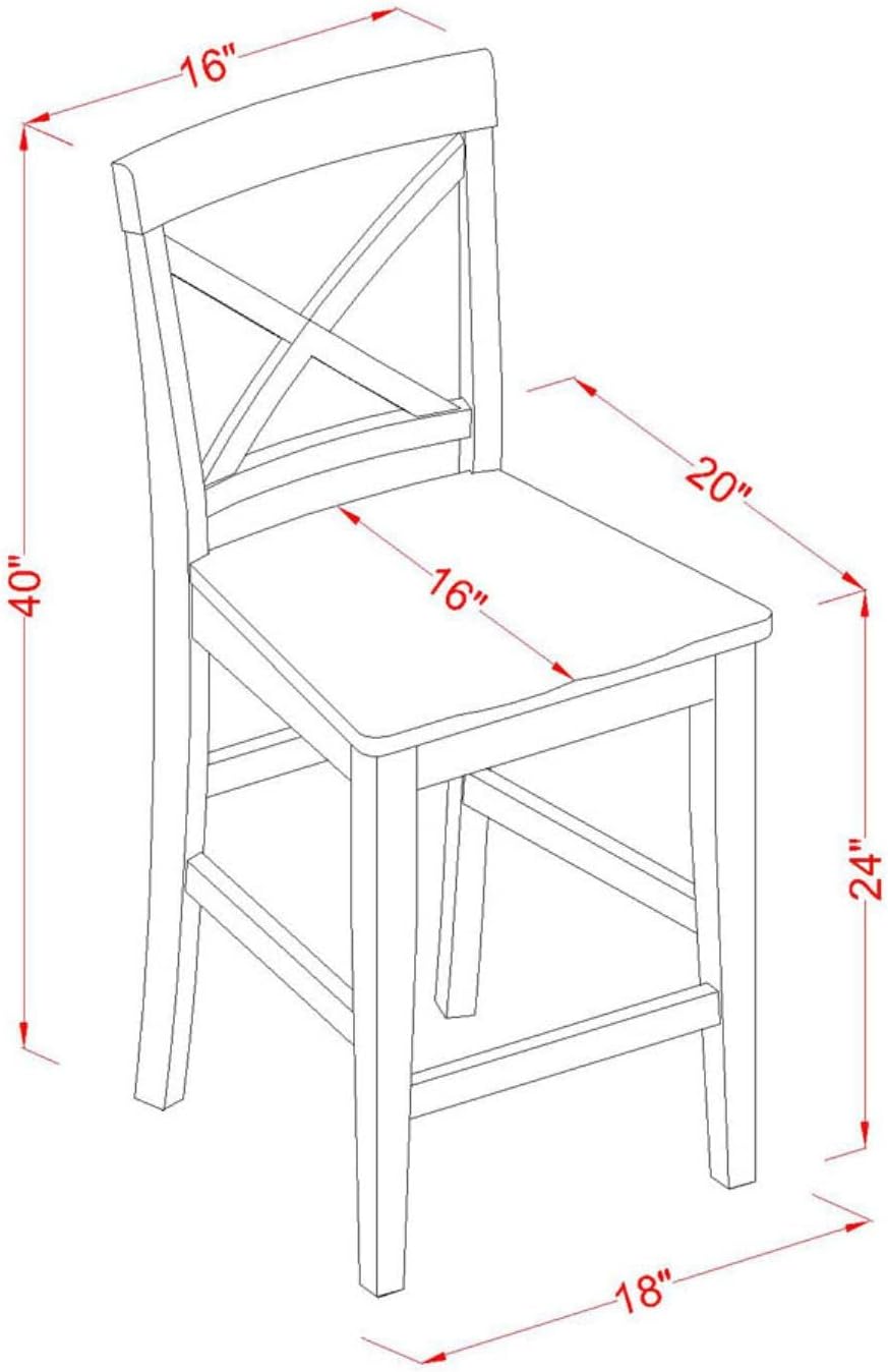 East West Furniture YAPB3-OAK-W 3 Piece Kitchen Counter Height Dining Table Set Contains a Rectangle Dining Room Table and 2 Wooden Seat Chairs, 30x48 Inch, Oak