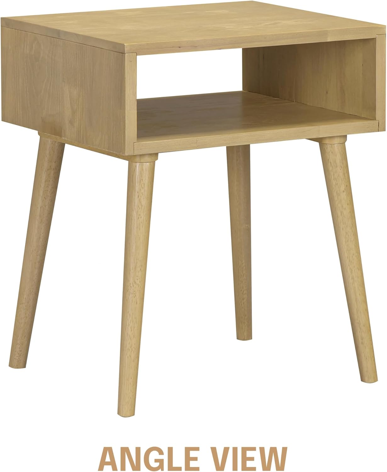 NTC Zoe Solid Wood Nightstand, Mid Century Modern Side Table Bedroom, Bedside Furniture, Night Stand, End Table, Easy Assembly - Sand