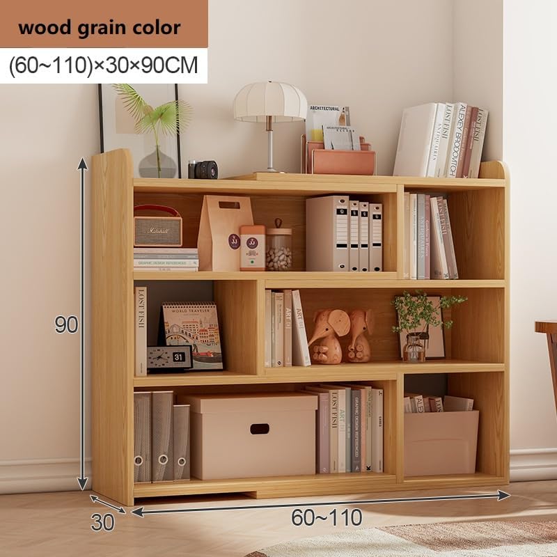 Wooden Extendable Shelf Bookcase - 3-Tier Ladder Short Bookshelf for, Multi-Scene Use for Living Room, Bedroom, Home Office (Oak)