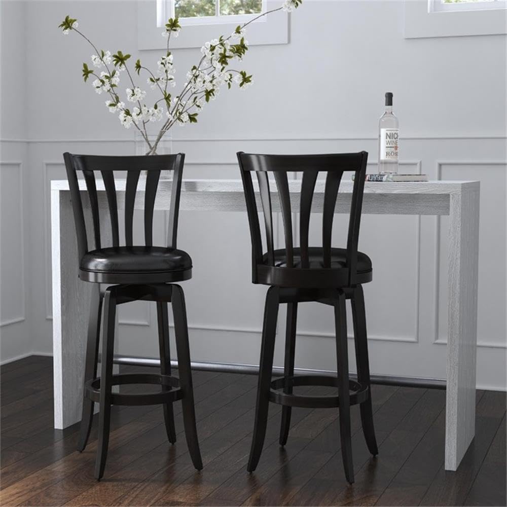 Hillsdale Savana Wood Bar Height Kitchen Stool, 29.5" High, Black