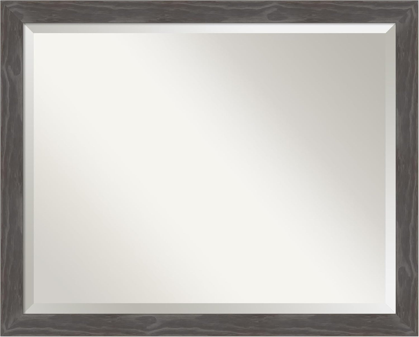 Amanti Art Grey Wall Mirror 25x31 Woodridge Rustic Grey Rectangle Bathroom Mirror for Wall Decor Living Room, Large Rustic Farmhouse Wood Frame, Hangs Horizonally and Vertically, Bathroom Decor