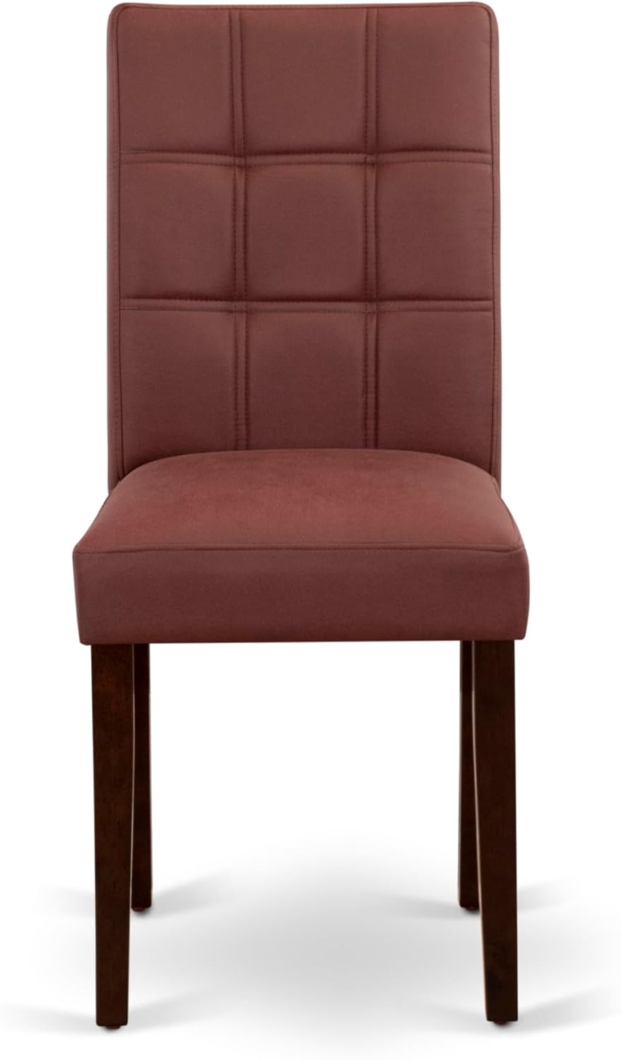 East West Furniture DLAS3-MAH-26 3 Piece Mid Century Modern Dining Table Set contain A Wooden Kitchen Table and 2 Burgundy Polyester Fabric Mid Century Modern Dining Chairs, Mahogany