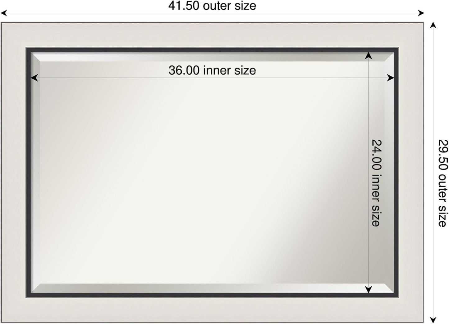 Amanti Art Silver Bathroom Mirror for Over Sink, 30x42 Ellie Silver Black Rectangle Vanity Mirror, Large Modern Contemporary Frame, Hangs Horizonally and Vertically, Bathroom Wall Decor, Beveled Edge