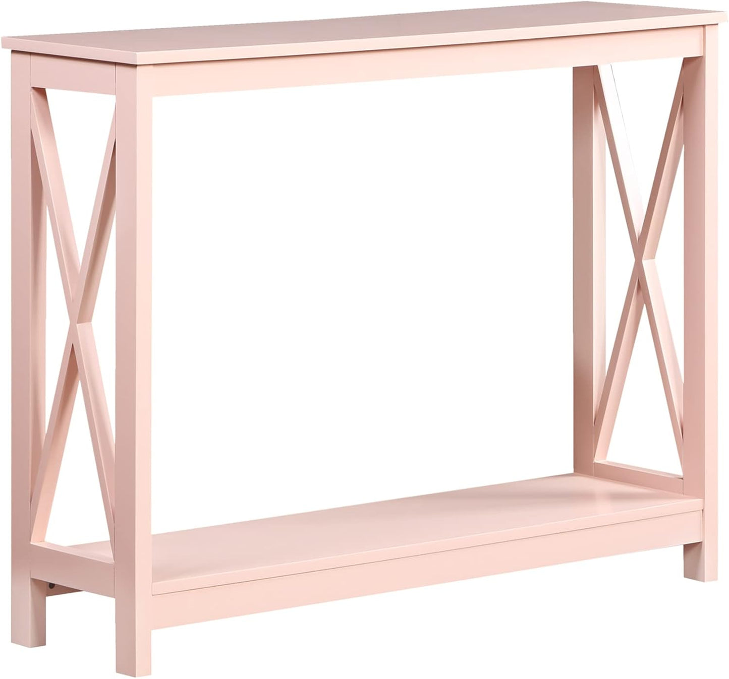 Convenience Concepts Oxford Console Table 39.5" - Sofa Table with Storage Shelf, Transitional Entryway Hall Table for Living Room and Bedroom, Display Foyer Table, Blush Pink