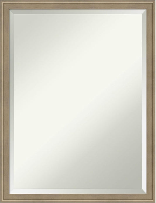 Amanti Art Brown Wall Mirror 26x20 Florence Light Brown Rectangle Bathroom Mirror for Wall Decor Living Room, Medium Casual Frame, Hangs Horizonally and Vertically, Bathroom Decor, Beveled Edge