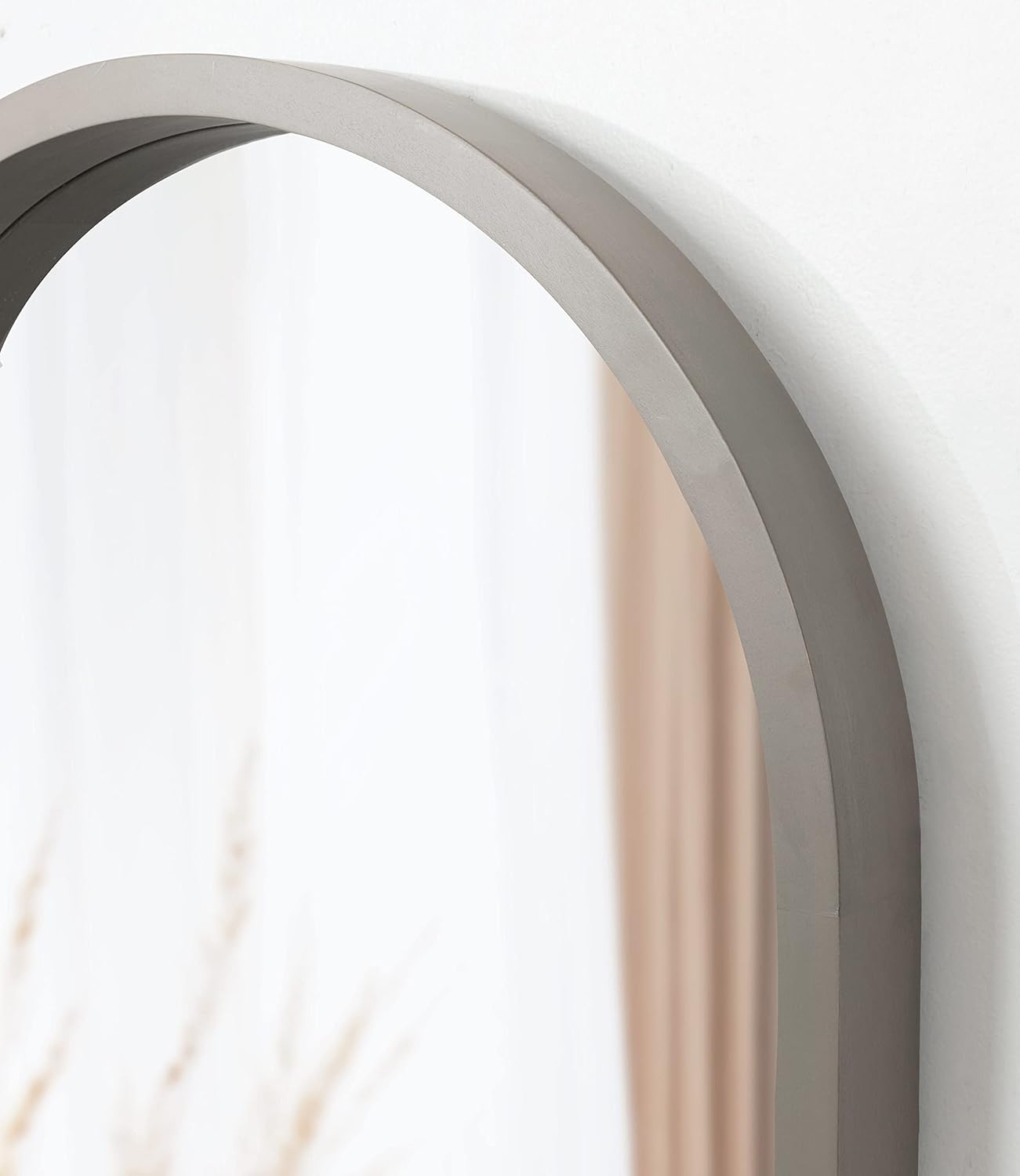 Kate and Laurel Hutton Farmhouse Wood Arched Mirror; 20 x 30; Gray; Decorative Modern Large Arch Mirror with Deep Profile and Graywash Finish for Wall