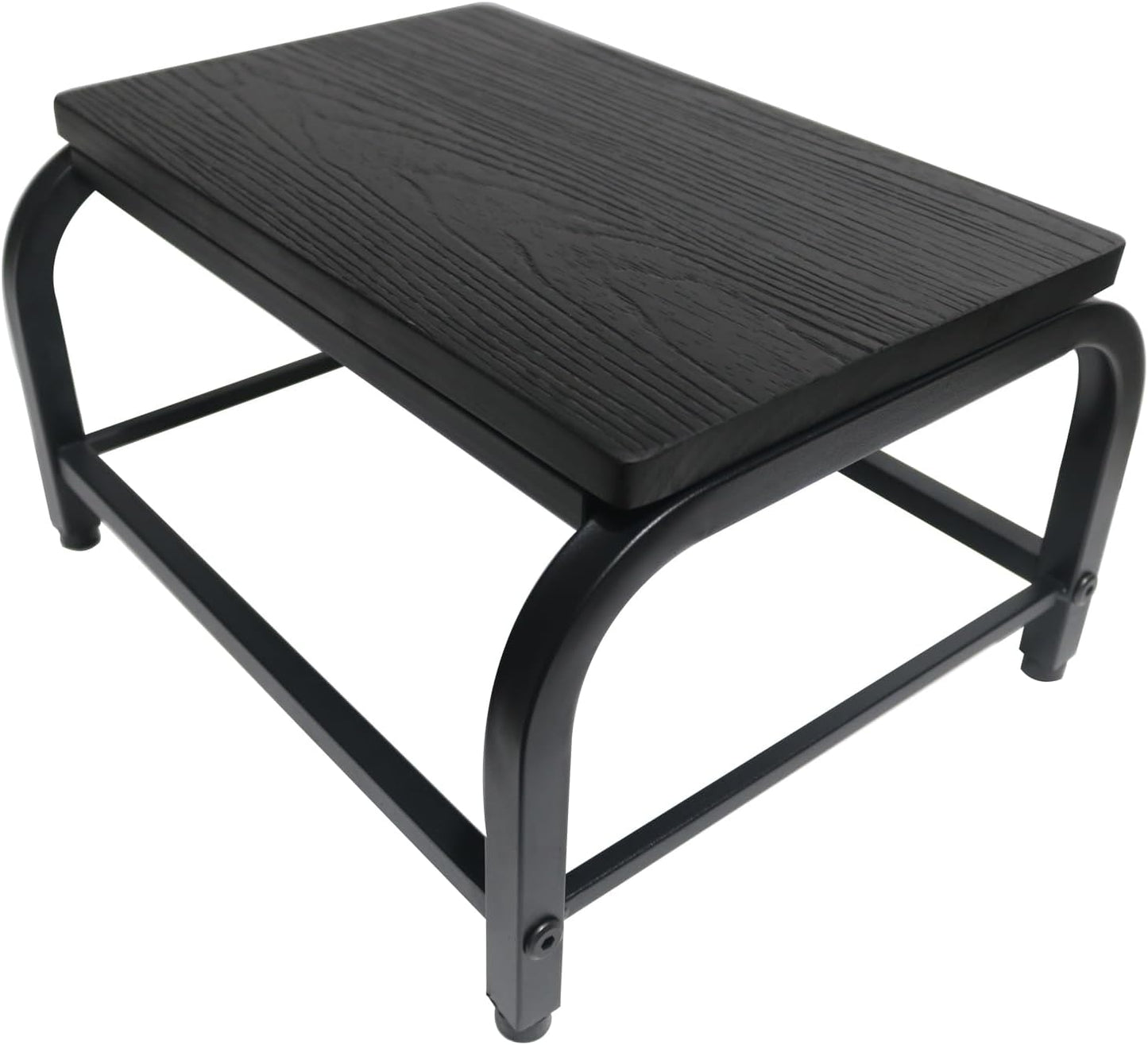 Dual Anti-Slip Solid Wood & Metal - Wooden Small Step Stool for Children/Adults/Elderly, 500 lbs Load Capacity, Safety Step, Ideal for Home/Kitchen/Bedside (Black, One-Step Stool)