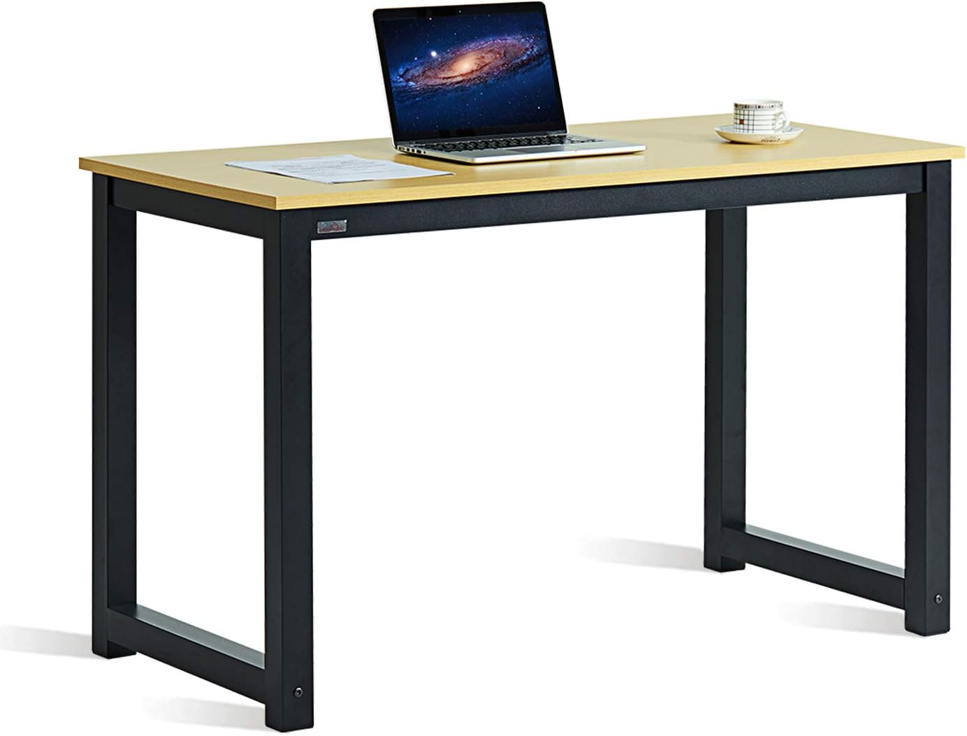 Decoholic 47 Inch Computer Desk, Home & Office PC Laptop Study Writing Table Workstation with Leg Bars, Modern Simple Industrial Style, Rustic Brown,Oak