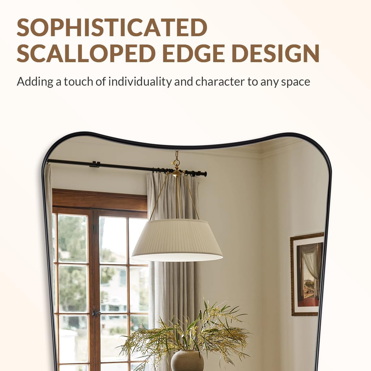 ANDY STAR Matte Black Mirror, 24x40 Inch Bathroom Vanity Mirror, Asymmetrical Mirror in Premium Stainless Steel Frame, Deep 1’’, Butterfly Shaped Decorative for Bathroom, Powder Room, Entryway