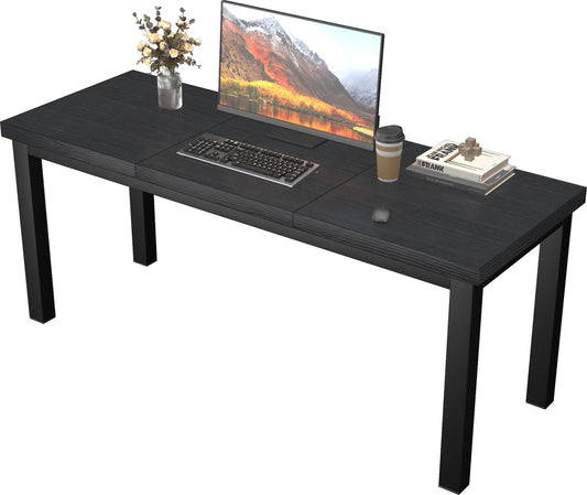 55.1 Inch Small Computer Desk, Home Office Desk, Modern Table for 2 Person Kids Student Gaming Computer Desk, Simple Office Table for Work,Craft,Writing,Studying, Etc., Black.