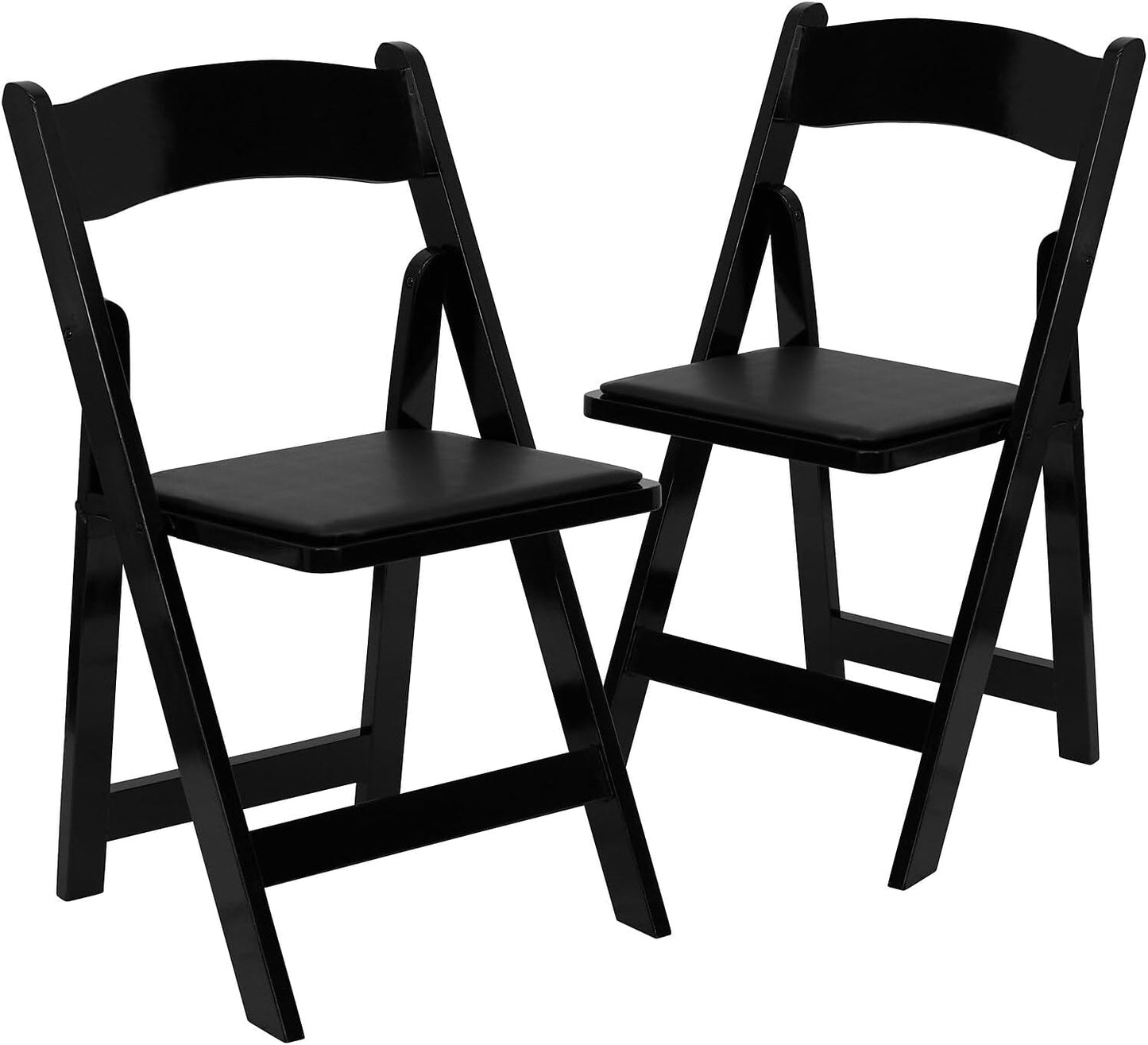 Flash Furniture 2 Pack HERCULES Series Black Wood Folding Chair with Vinyl Padded Seat
