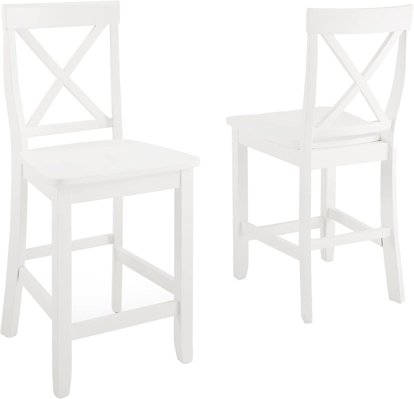 Crosley Furniture X-Back Wood Counter Height Bar Stools Set of 2, White, 24-inch