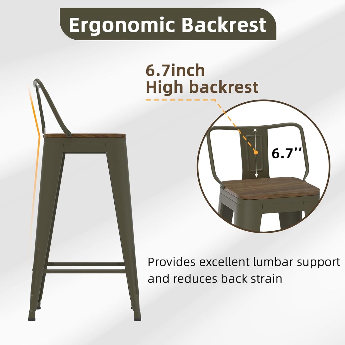 30 Inch Swivel Bar Stools Set of 4, Counter Height Bar Stools with Low Back, Metal Industrial Bar Chairs for Kitchen Island (Rusty)