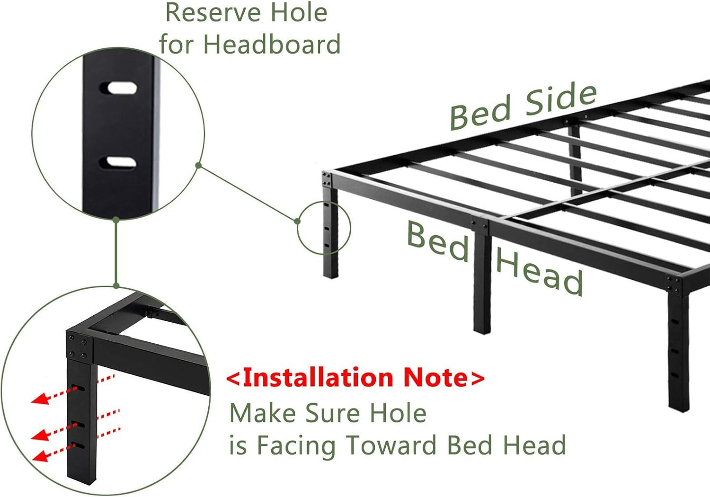 45MinST 18 Inch Platform Bed Frame/Easy Assembly Mattress Foundation / 3000lbs Heavy Duty Steel Slat/Noise Free/No Box Spring Needed,Cal King