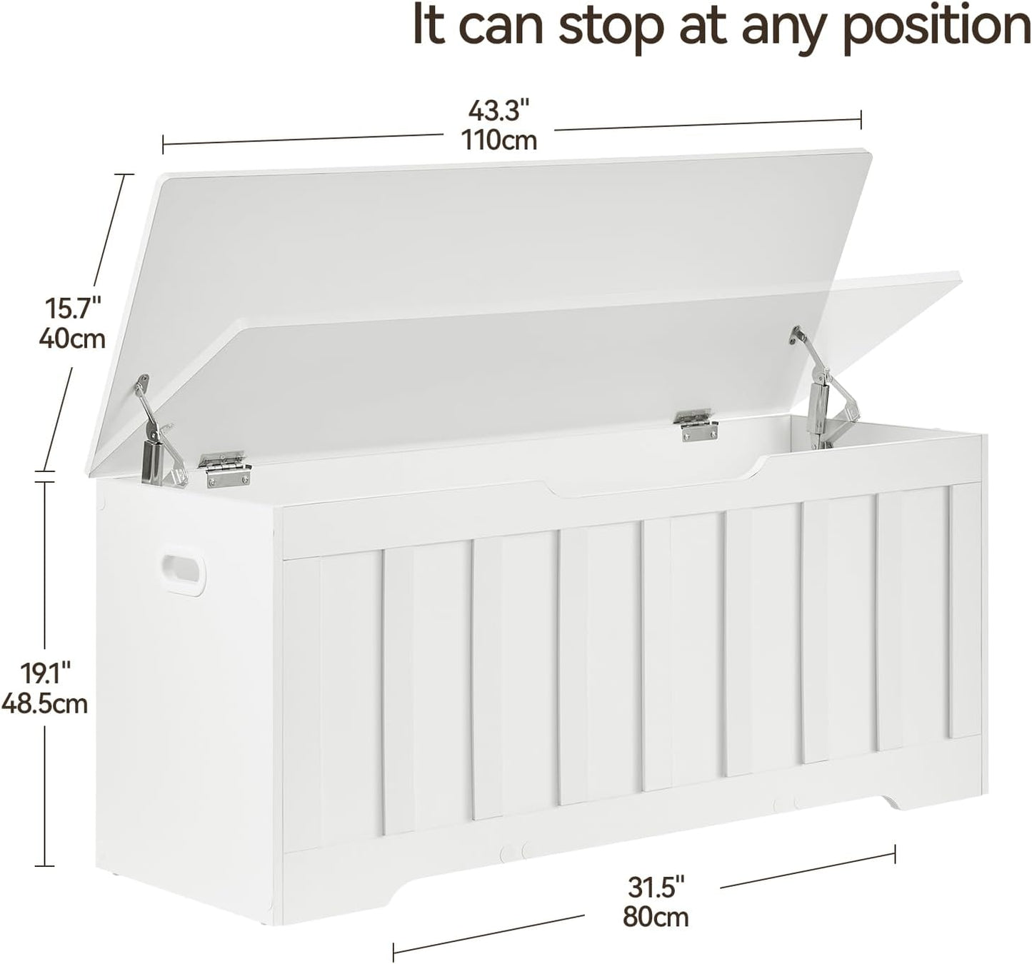 43.3" Storage Chest Extra Large,Storage Trunk with 2 Safety Hinges,Wooden Storage Bench,Shoe Bench,43.3x15.7x19.1 Inch,Easy Assembly,Storage Bench for Bedroom,Living Room,entryway(White).