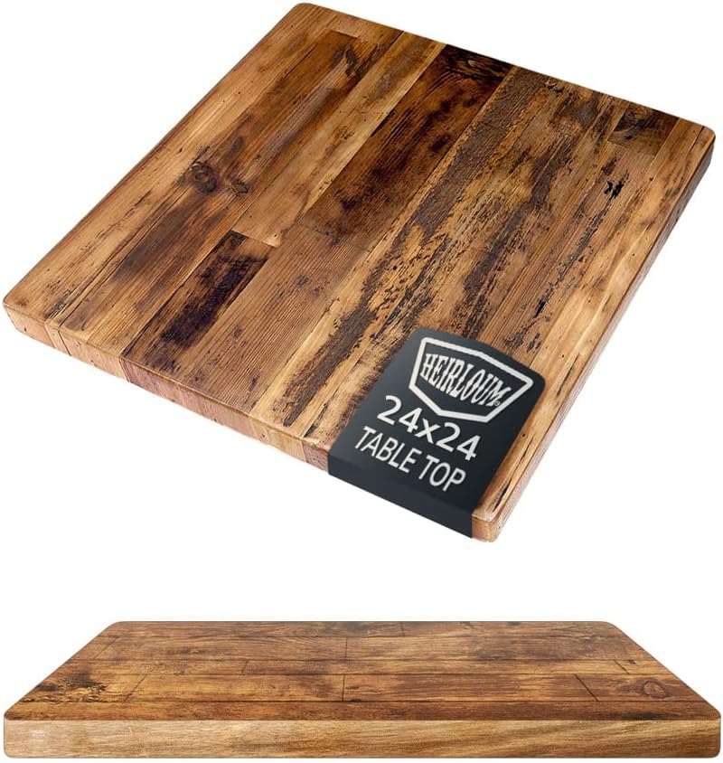 Reclaimed Wood Table Top - Rustic Recycled Wooden Piece Perfect for Kitchens, Dining and Coffee Table Tops (Reclaimed Wood Table Top - Economy, 24" x 24")