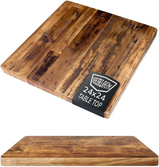 Reclaimed Wood Table Top - Rustic Recycled Wooden Piece Perfect for Kitchens, Dining and Coffee Table Tops (Reclaimed Wood Table Top - Economy, 24" x 24")