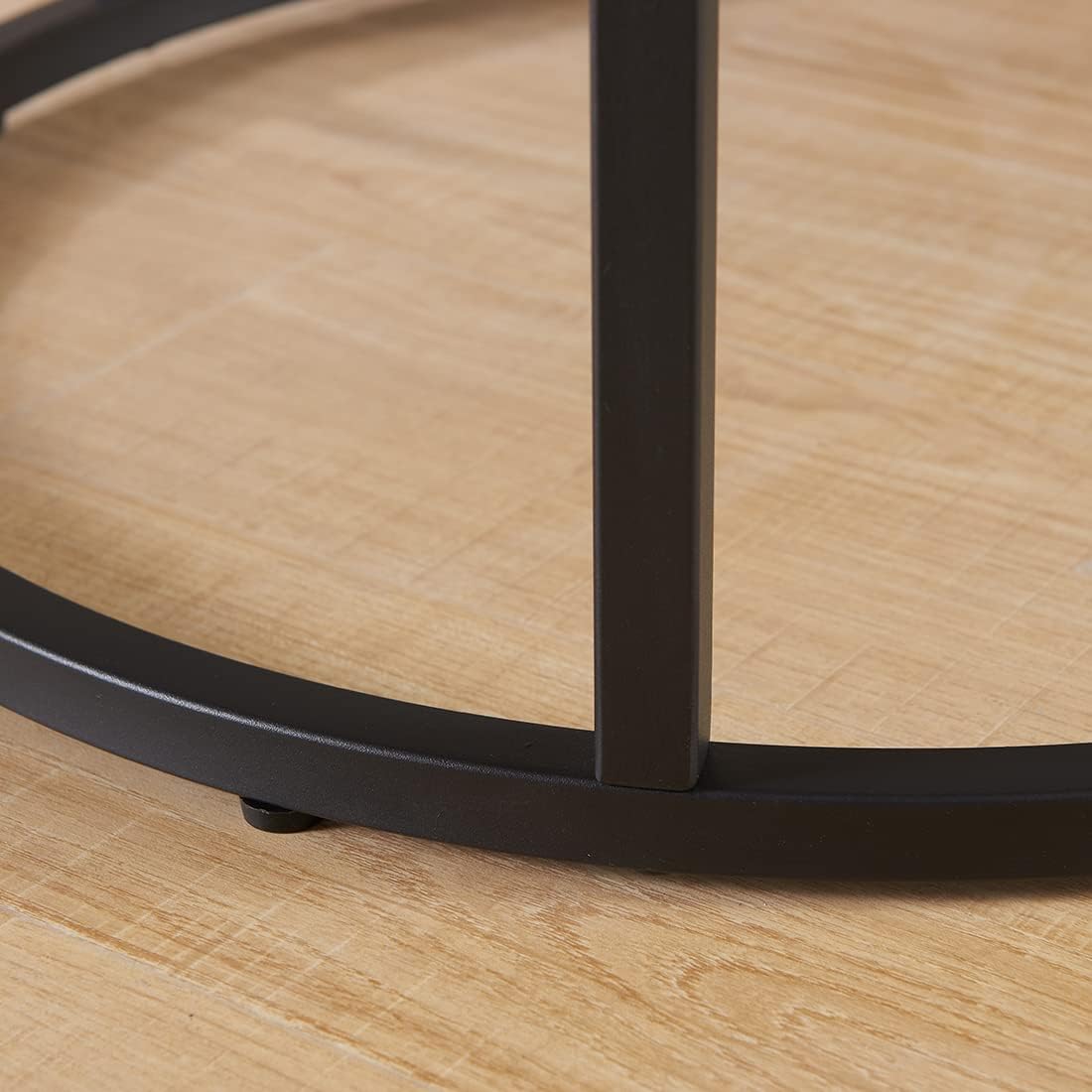 CENSI 24" Round Nesting Table, Accent Coffee Table, French Oak Grey Wood Finish, Space-Saving, Modern Industrial Style