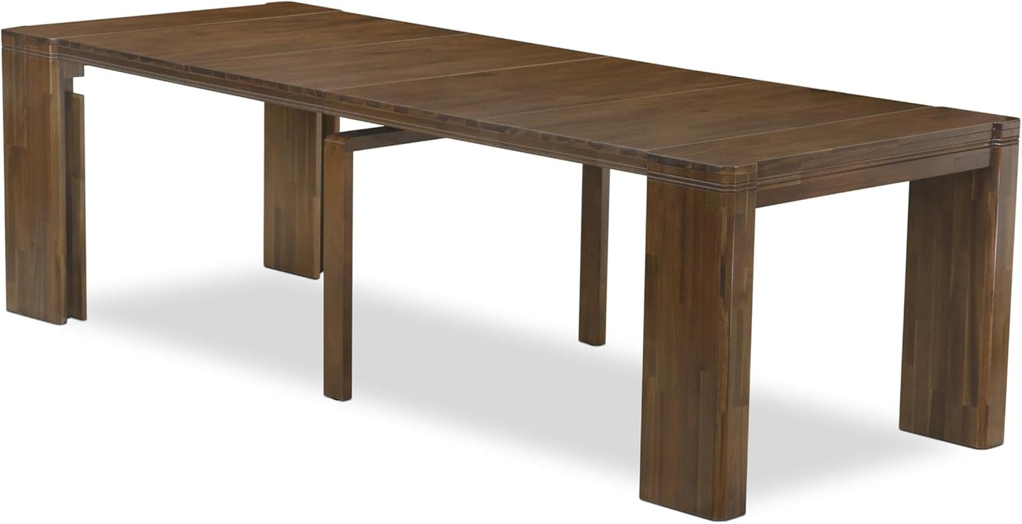 X02DA-208-12 - 5-Pc Kitchen Table Set includes an Extendable Rectangle Kitchen Table, 2 Polyester Fabric Dining Chairs and 2 Modern Benches, 39x120 Inch, Antique Walnut