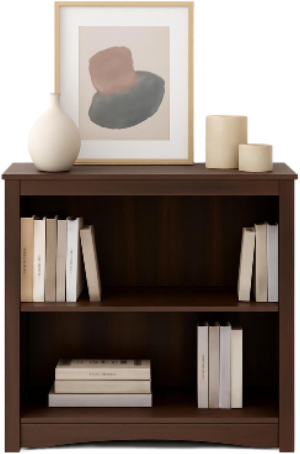 Prepac Sonoma 2-Tier Bookcase 29"H with 1 Adjustable Shelf, Espresso Storage Cabinet, Modern Display Cabinet, Bookshelf with Storage Shelves for Home Office, Living Room, Bedroom Organizer