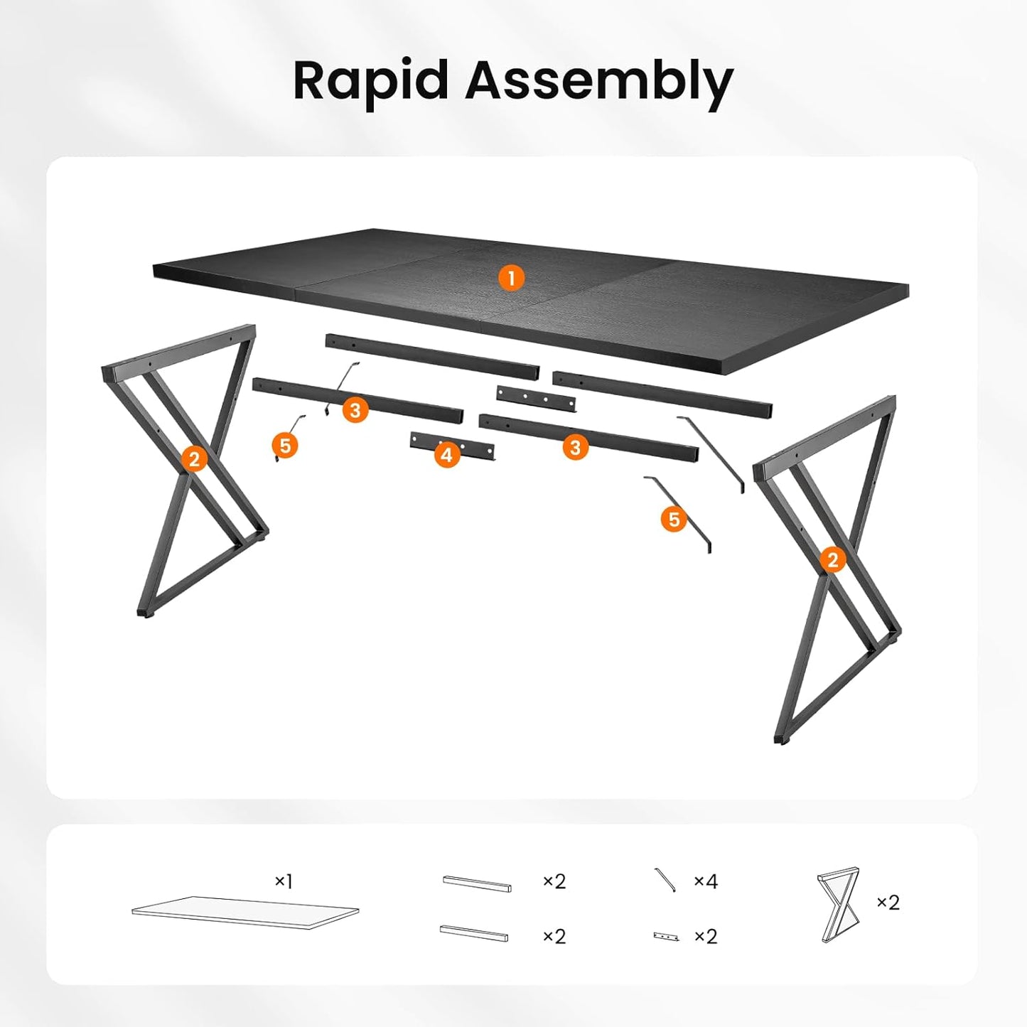 70.9 Inch Executive Desk, Large Office Computer Desk with Thicken Frame, Modern Simple Workstation Business Furniture for Home Office, Modern Industrial Style(Black)