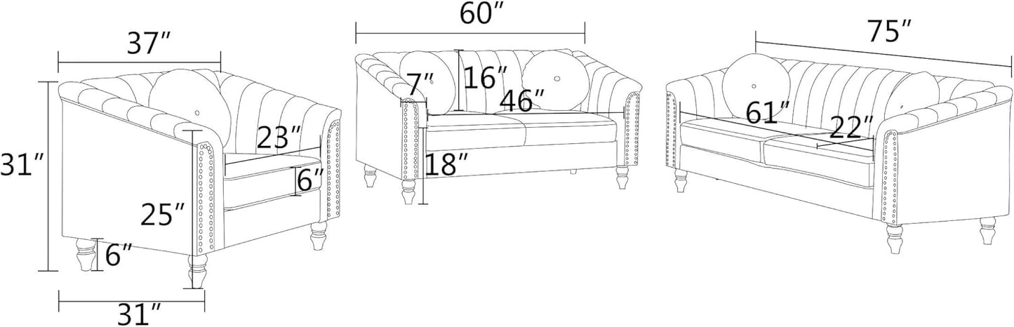 Accent Chair, Single Couch Chair with Style Button Tufted, Scroll Arms and Nailhead for Living Room, Office, Apartment, White