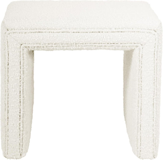 HomePop Modern Channel Tufted Ottoman Home Décor|Ottoman for Living Room & Bedroom - Cream Boucle
