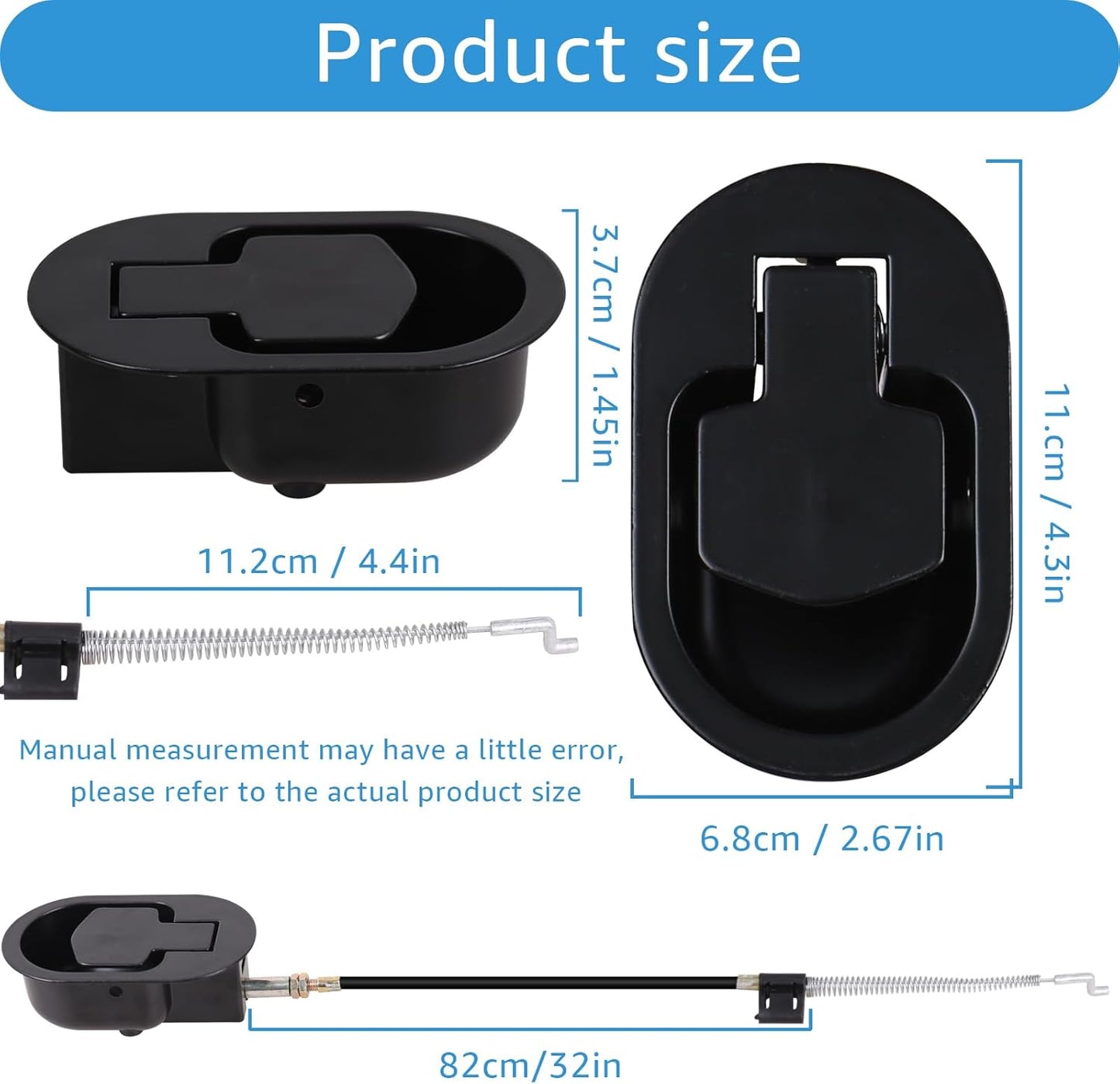 Metal recliner handle replacement, backrest tilt adjuster replacement parts, used for Ashley and most brands of sofa recliners to replace release handle puller, exposed cable length 4.9 inches (2 pcs)