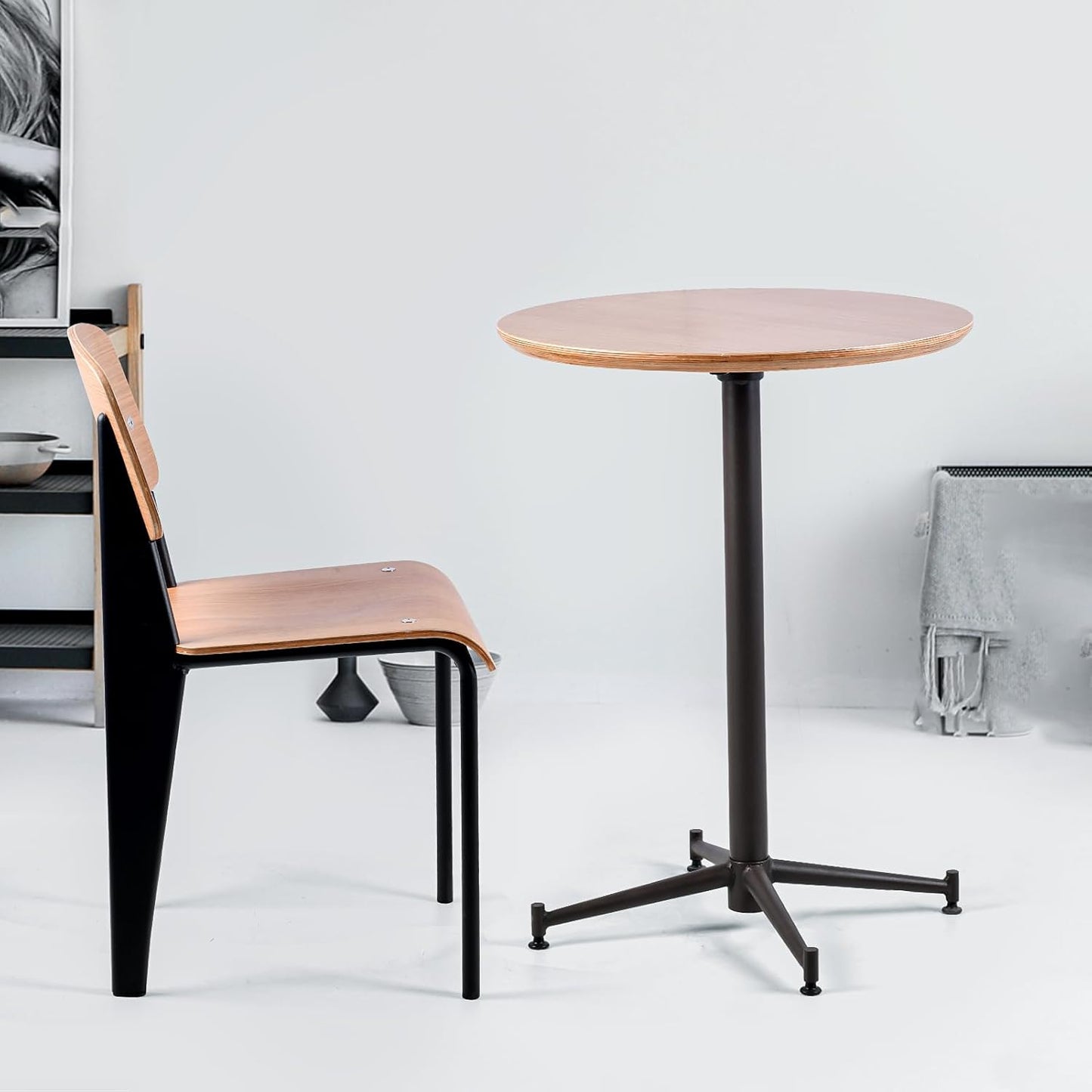 LOKKHAN Dining Chairs, Vintage Wood Metal Home Kitchen Breakfast Cafe Chairs, Backrest Stool, Study Chair, Modern Commercial Conference Restaurant Chairs, Oak Seat-2-Pcs Set