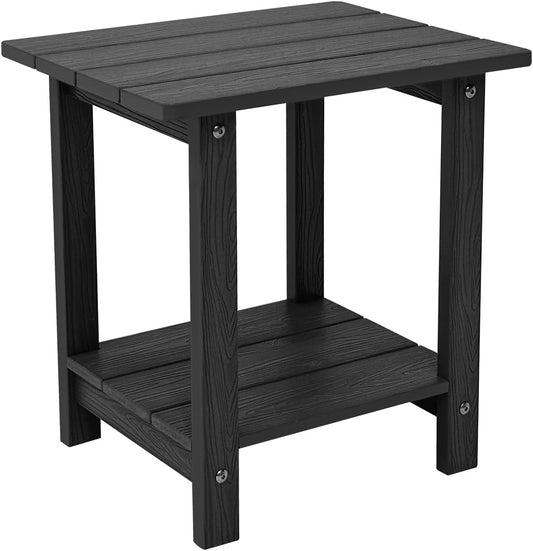 Melucivi Weather Resistant Outdoor Side Table, Double Small Adirondack Side Table for Adirondack Chair - Indoor Outdoor End Table, Patio Table for Pool, Deck and Porch (Black)