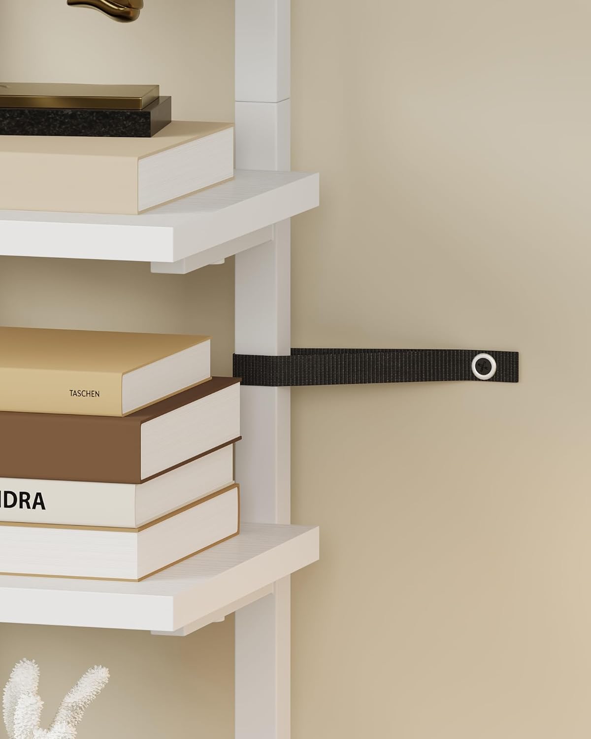 8-Tier Bookshelf, LED Bookcase with Semi-Open Bottom, Small Space Standing Shelf with Lights, Corner Storage Stand, for Living Room, Home Office, Bedroom, White TSJ08DWB