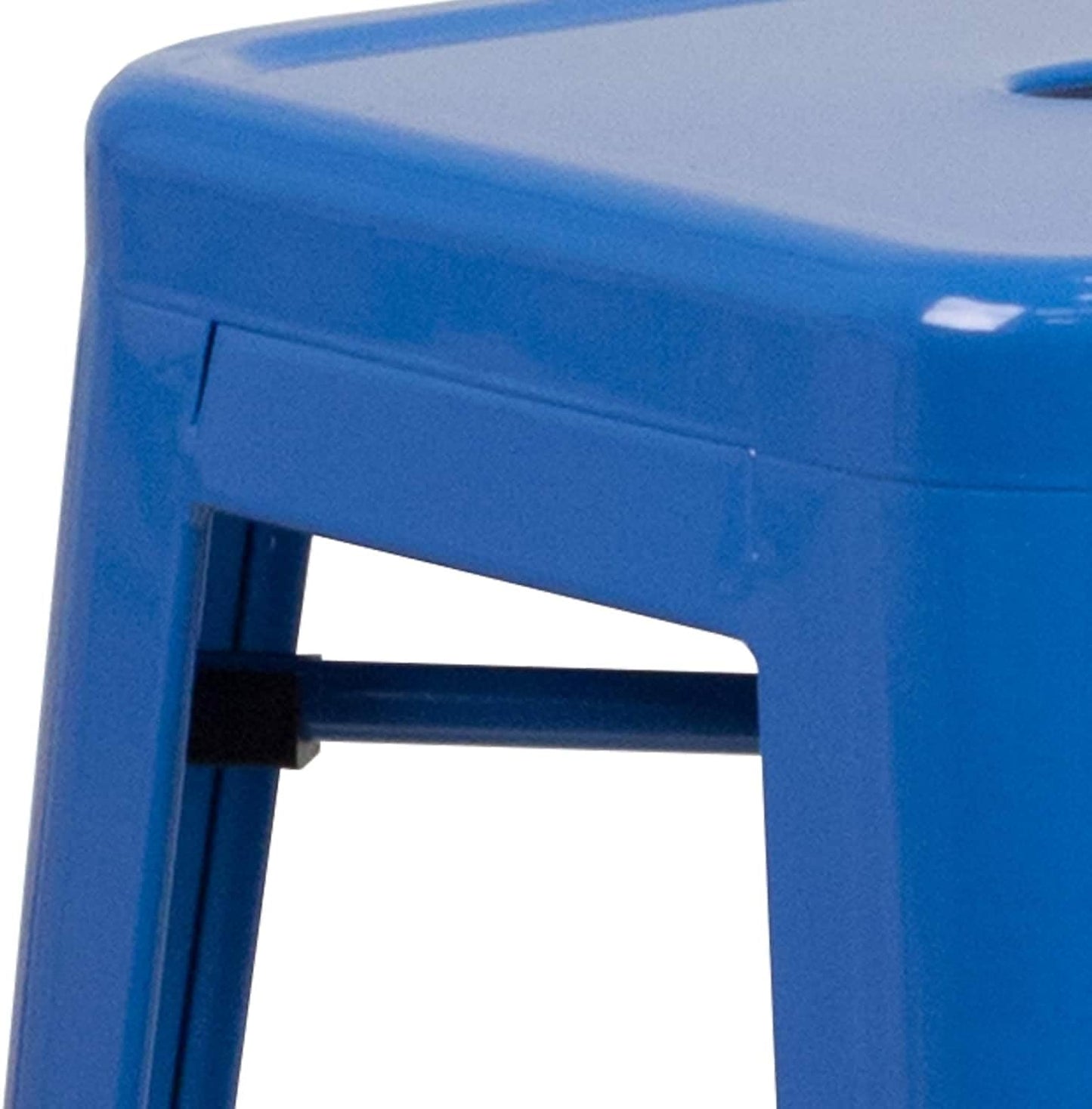 Flash Furniture Lily 4 Pack Commercial Grade 30" High Backless Blue Metal Indoor-Outdoor Barstool with Square Seat