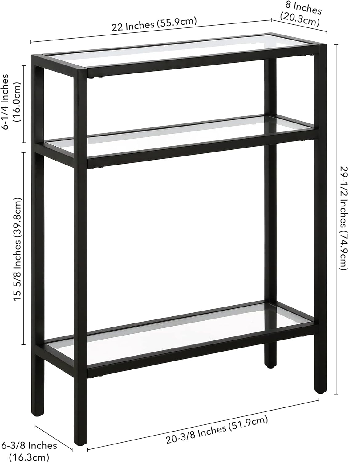 Henn&Hart 22" Wide Rectangular Console Table in Blackened Bronze, Entryway Table, Accent Table for Living Room, Hallway