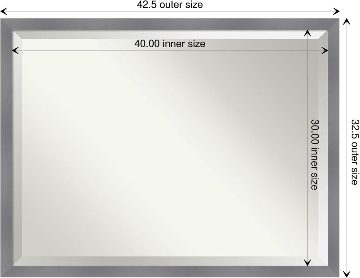Amanti Art Grey Wall Mirror 33x43 Edwin Grey Rectangle Bathroom Mirror for Wall Decor Living Room, X-Large Casual Wood Frame, Hangs Horizonally and Vertically, Bathroom Decor, Beveled Edge from WI